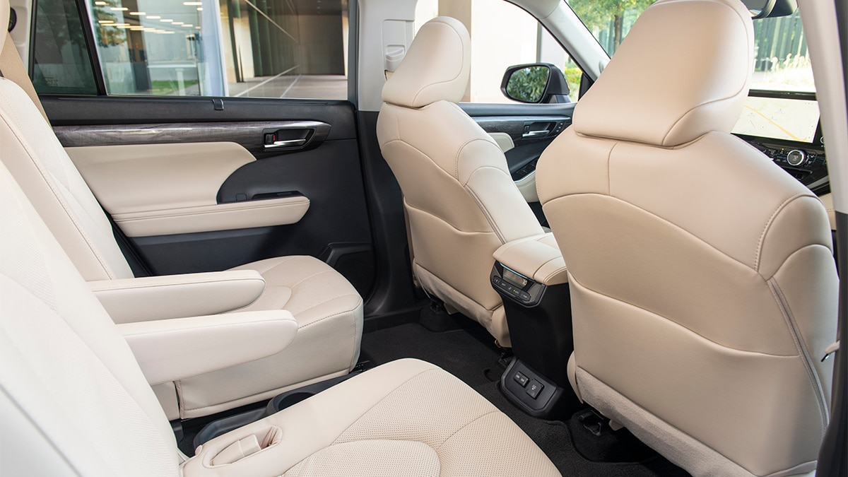 The 2024 Toyota Highlander Limited comes standard with center-row captain's chairs upholstered in leather. 