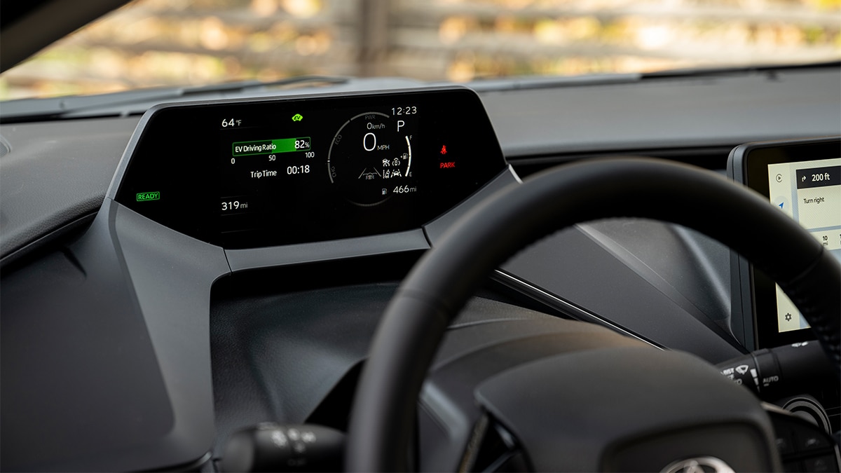 The digital instrument panel of the 2024 Toyota Prius Limited. 