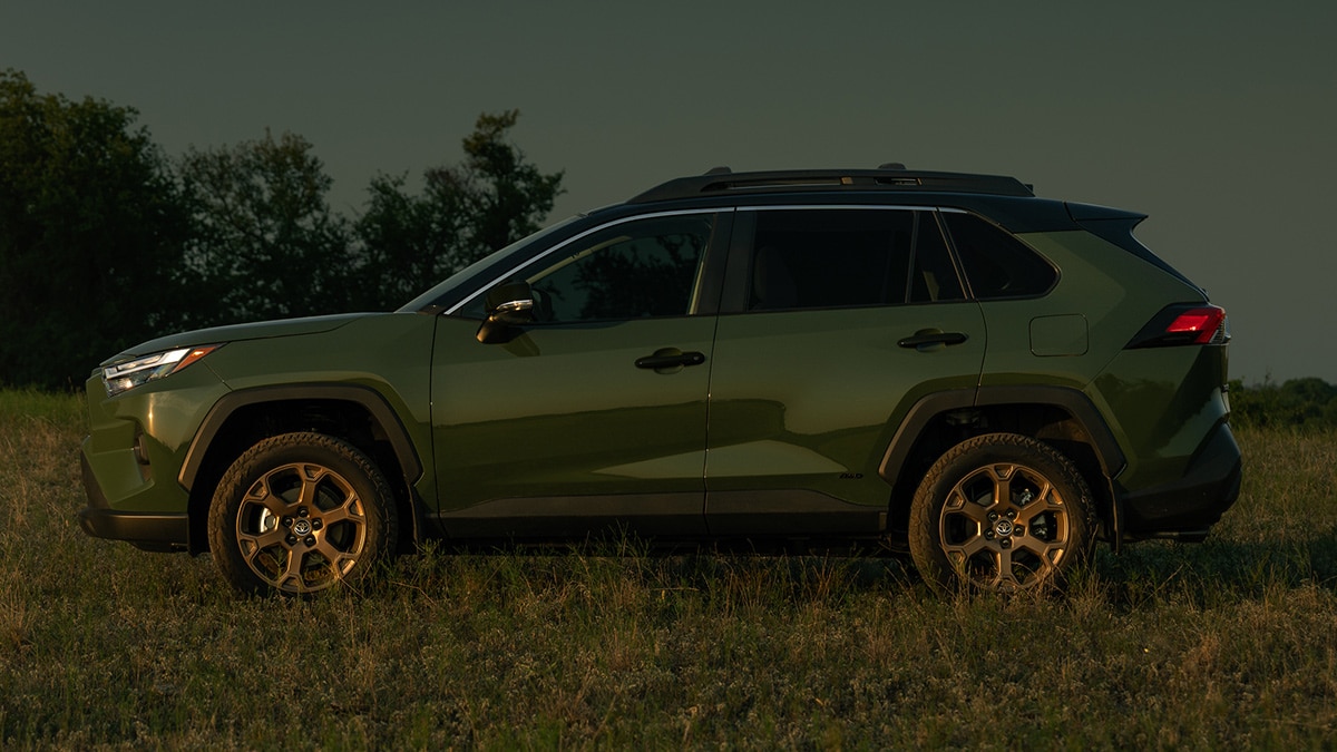 The 2024 Toyota RAV4 Hybrid Woodland Edition, based on the XLE, features 18-inch TRD bronze alloy wheels.