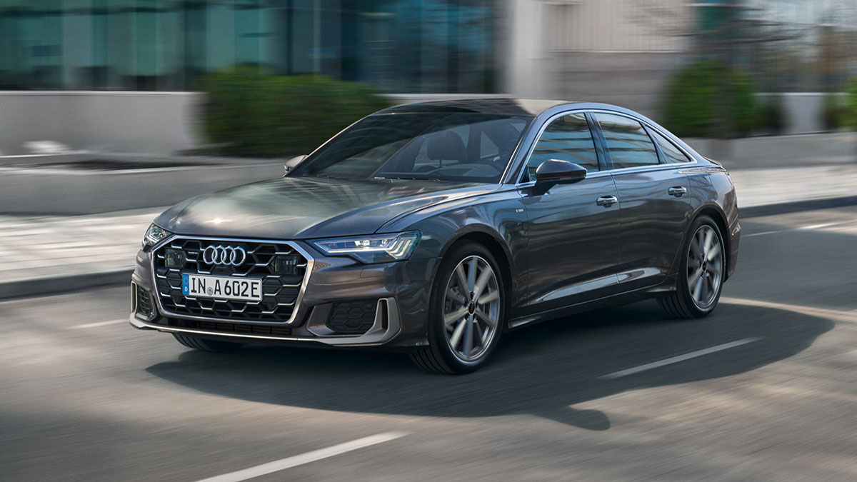 For 2024, the Audi A6 gets a revised front bumper with a honeycomb-structure Singleframe grille.