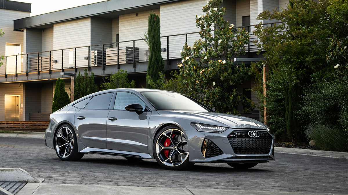 Massive carbon-ceramic brakes give the 2024 Audi RS 7 superior stopping power.
