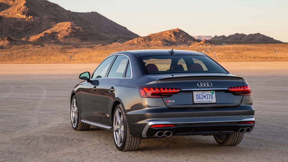 According to Audi, the S4 hits 60 mph in 4.4 seconds. But probably not quite that quickly on this dry lake bed!