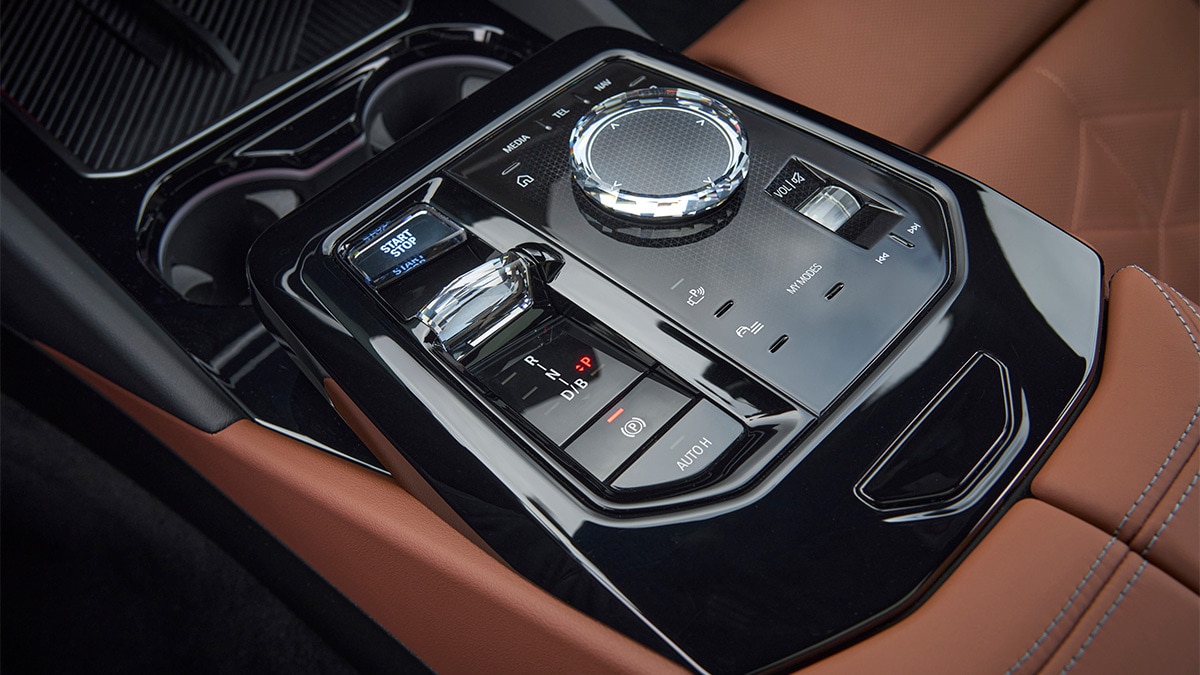 The 2024 BMW i5's center console puts major controls within easy reach.  
