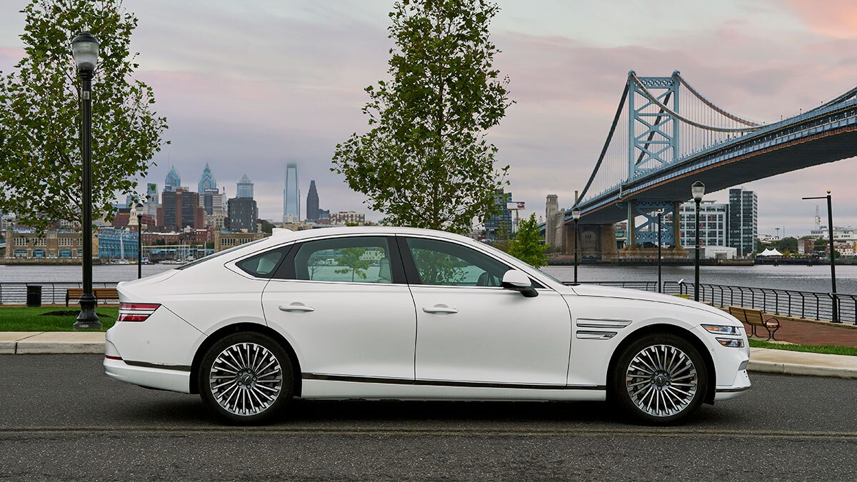 The 2024 Genesis Electrified G80 has a 136-kW front motor and a 136-kW rear motor.  