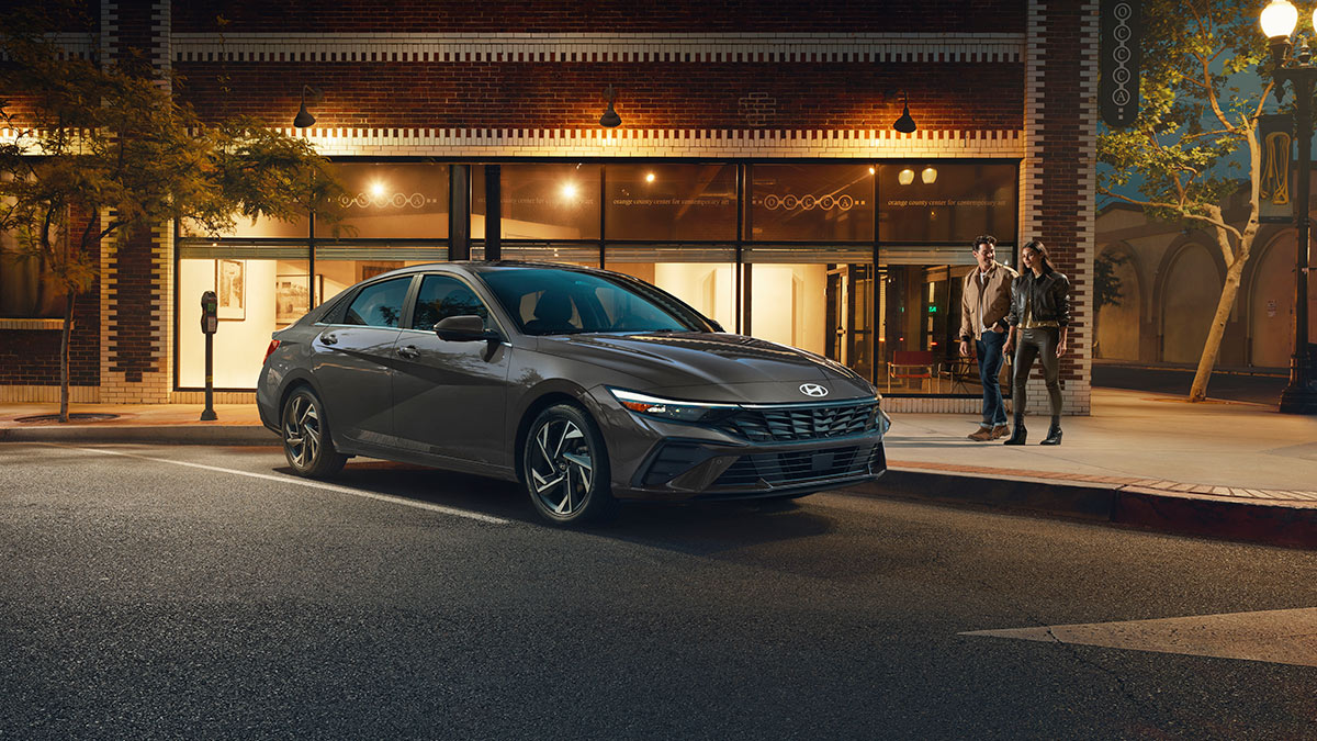 The exterior changes to the 2024 Hyundai Elantra Hybrid are highlighted by a new grille and front bumper. 