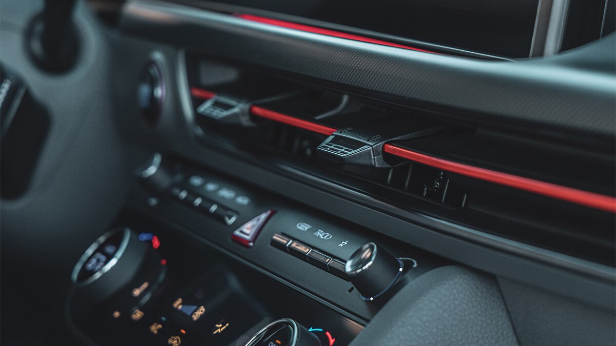 The sporty 2024 Hyundai Sonata N Line gets sport seats, upgraded infotainment, navigation, and a 12-speaker Bose audio system. 