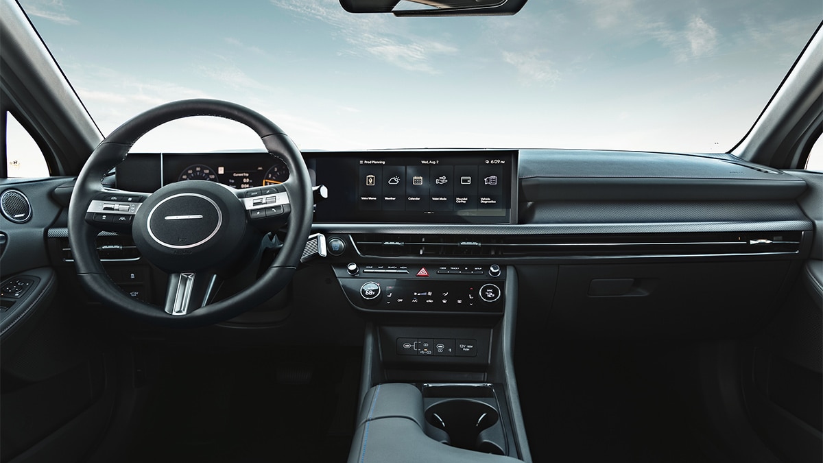 The new panoramic curved display contains a 12.3-inch digital gauge cluster and a 12.3-inch information touchscreen.
