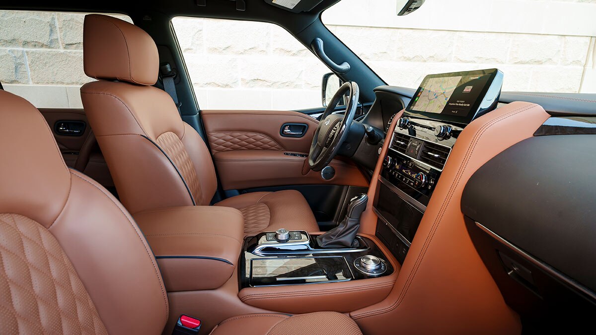 The 2024 Infiniti QX80 has a 12.3-inch touchscreen, Android Auto, wireless Apple CarPlay, and a 13-speaker Bose audio system.