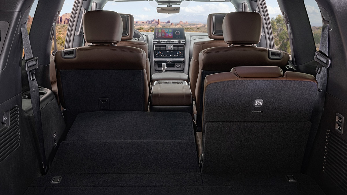 Don't need all seven seats? Fold the Armada's split rear bench for added cargo capacity. 
