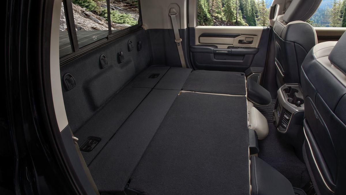 It gets even more accommodating when both sides of the RAM HD's rear bench are folded flat. 