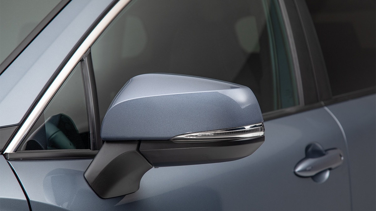 The LED turn signals of the 2024 Corolla Cross XLE are integrated into the side mirrors. 