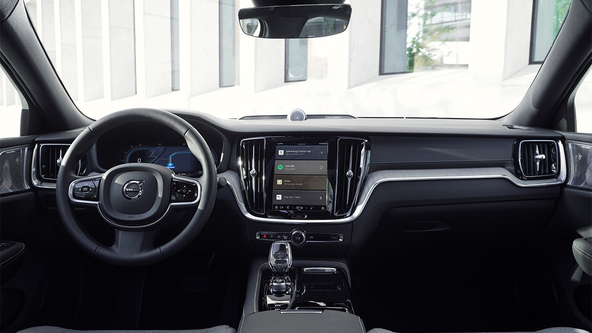 The dash of the 2024 Volvo S60 Recharge is handsomely simple and uncluttered in a Scandinavian sort of way.  