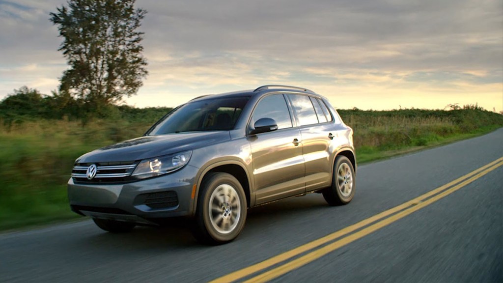 2017 Volkswagen Tiguan Limited driving on the road.