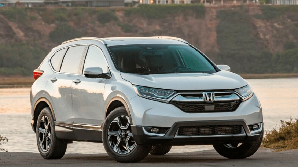 2022 Honda CR-V parked by a body of water.