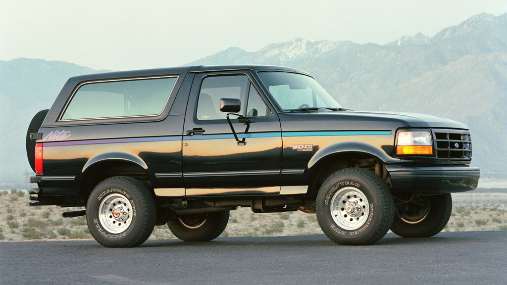 1992 Ford Bronco parked on the street.