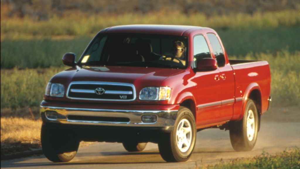 2002 Toyota Tundra in red.