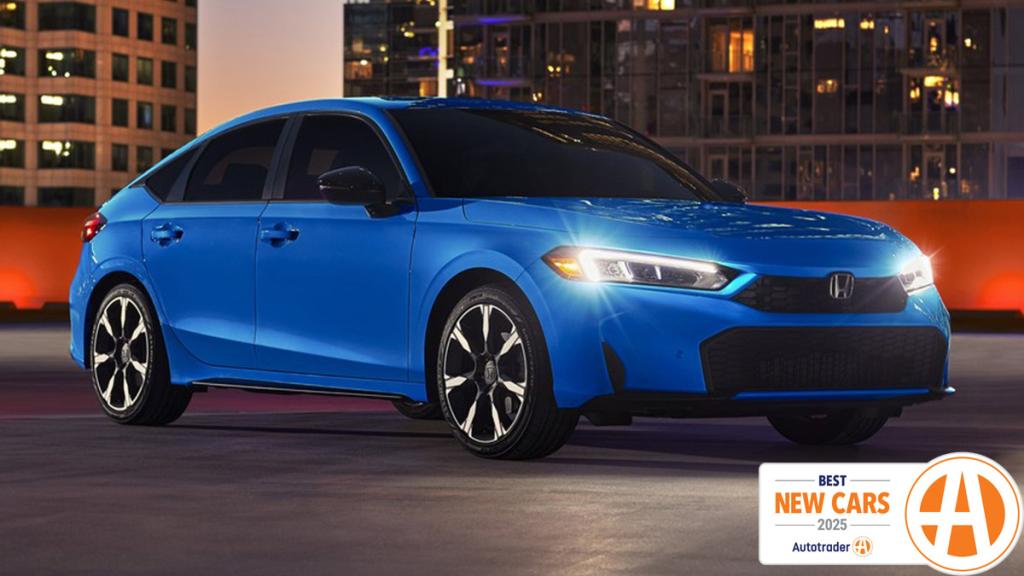 2025 Honda Civic Hybrid in blue.