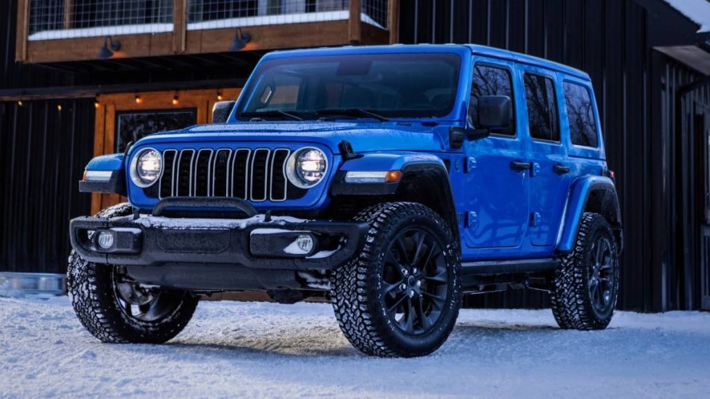  2025 Jeep Wrangler 4xe in blue.
